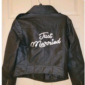 Faux leather just married moto jacket! Size small NEW